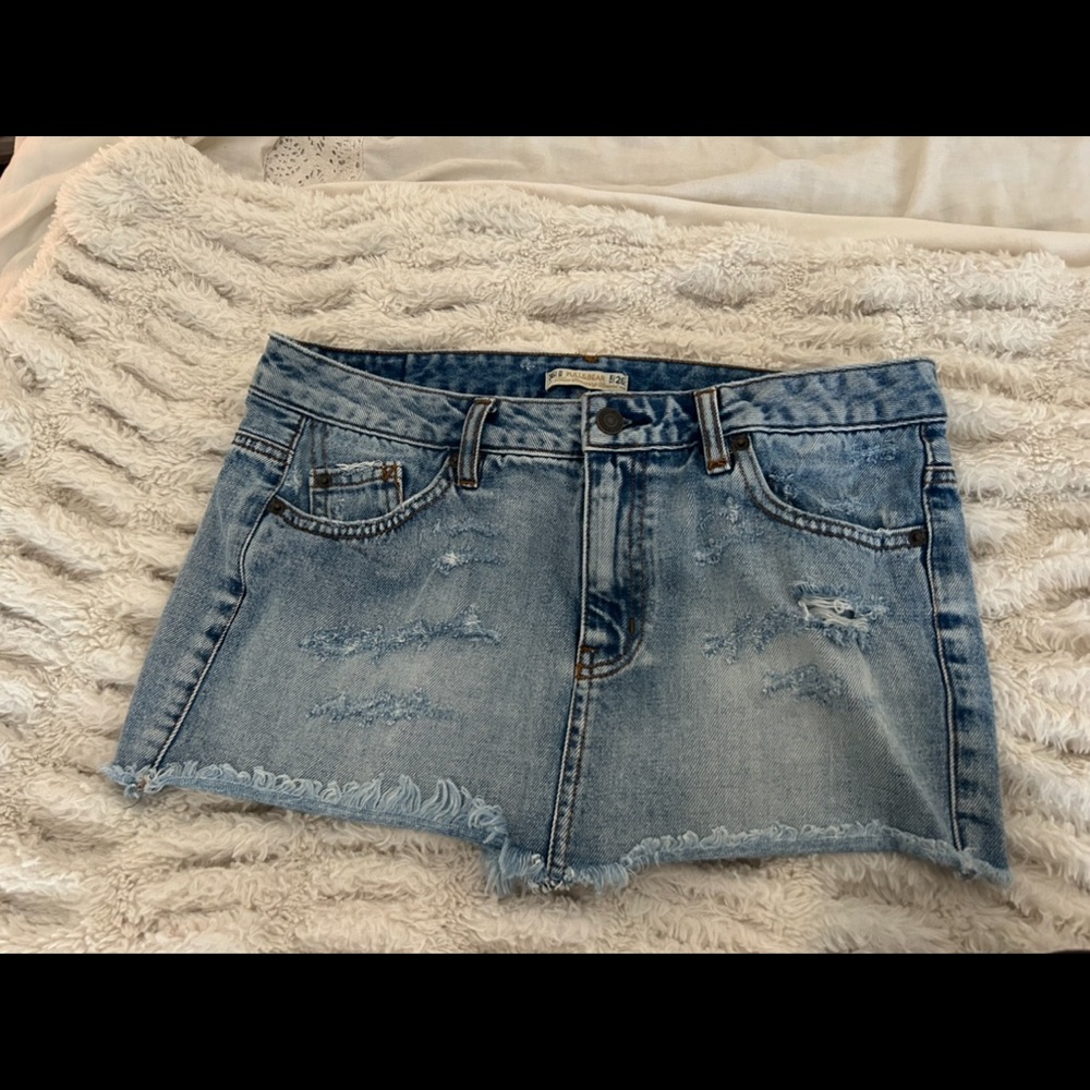 Pull&Bear Blue Jean Shorts Distressed Casual